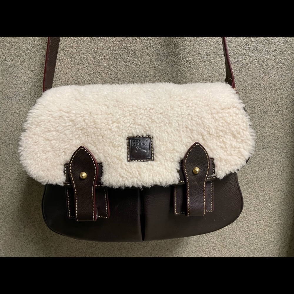 Dooney Shearling and Tmorro Brown Florentine Saddle Bag